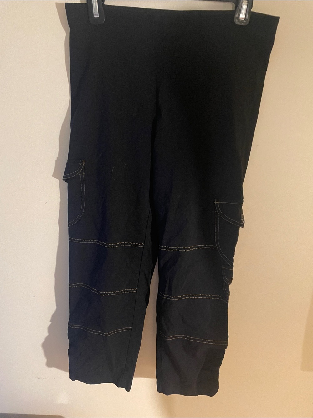 Equestrian Black Cargo Pants with Contrast Stitching